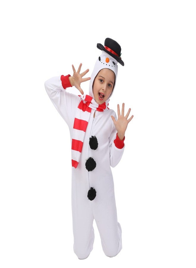 Wizland Kids Snowman Onesie One Piece Costume Unisex Christmas Costume Winter Fleece One-Piece Snowman 6-8 - Image 3